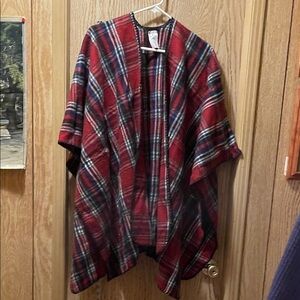 Woolrich Red Plaid Women's Poncho